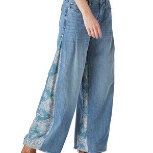 NWT $128 Lucky Brand Laura Ashley Palazzo Jeans Size 30 (30x31) Wide Leg